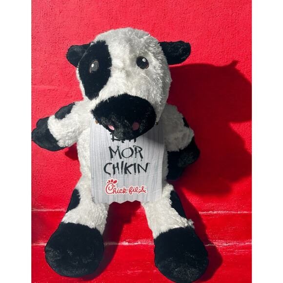 Chick-Fil-A Large Stuffed Animal Plush Black and white Cow Eat More Chikin 20” - Picture 2 of 6